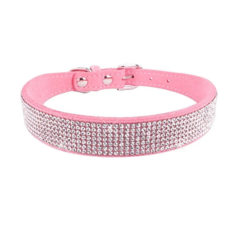 collier chien brillant rose